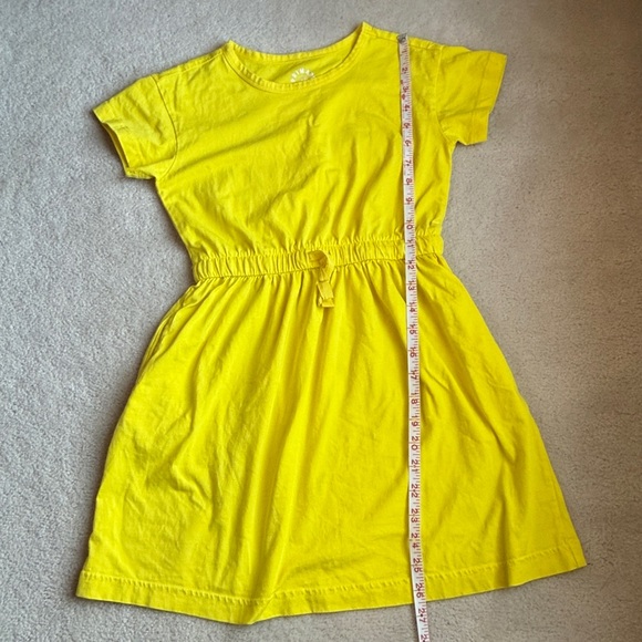 Primary Bright Yellow Short Sleeve Drawstring Dress Girls Size 8-9 - Picture 5 of 7
